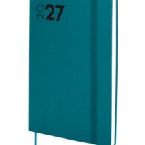 Finocam Dynamic Mara Agenda Profesional en Catalan - Anual 2027 - Semana Vista Horizontal - 140x204mm - Goma Elastica - Tapa Blanda de PU - Esquinas Microperforadas - Papel de 80g/m2 - Color Turquesa