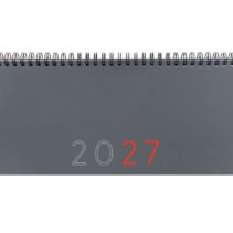 Finocam Planificador de Sobremesa - Anual 2027 - Semana Vista Vertical - 290x116mm - Espiral Doble - Tapa de Polipropileno - Esquinas Microperforadas - Papel de 80g/m2 - Color Gris