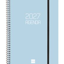 Finocam Espiral Basics Opaque Agenda - Anual 2027 - Semana Vista Horizontal - Formato E10 - 155x212mm - Espiral - Tapa de Polipropileno - Esquinas Microperforadas - Papel de 80g/m2 - Color Celeste