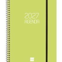 Finocam Espiral Basics Opaque Agenda - Anual 2027 - Semana Vista Horizontal - Formato E10 - 155x212mm - Espiral - Tapa de Polipropileno - Esquinas Microperforadas - Papel de 80g/m2 - Color Lima