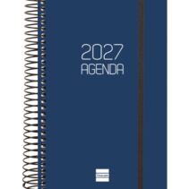Finocam Espiral Basics Opaque Agenda - Anual 2027 - 1 Dia por Pagina - Formato E5 - 117x181mm - Espiral - Tapa de Polipropileno - Esquinas Microperforadas - Papel de 70g/m2 - Color Azul