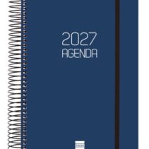 Finocam Espiral Basics Opaque Agenda - Anual 2027 - 1 Dia por Pagina - Formato E10 - 155x212mm - Espiral - Tapa de Polipropileno - Esquinas Microperforadas - Papel de 70g/m2 - Color Azul