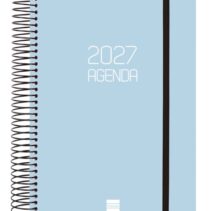 Finocam Espiral Basics Opaque Agenda - Anual 2027 - 1 Dia por Pagina - Formato E10 - 155x212mm - Espiral - Tapa de Polipropileno - Esquinas Microperforadas - Papel de 70g/m2 - Color Celeste