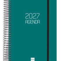 Finocam Espiral Basics Opaque Agenda - Anual 2027 - 1 Dia por Pagina - Formato E10 - 155x212mm - Espiral - Tapa de Polipropileno - Esquinas Microperforadas - Papel de 70g/m2 - Color Verde
