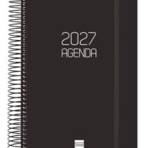 Finocam Espiral Basics Opaque Agenda - Anual 2027 - 1 Dia por Pagina - Formato E10 - 155x212mm - Espiral - Tapa de Polipropileno - Esquinas Microperforadas - Papel de 70g/m2 - Color Negro