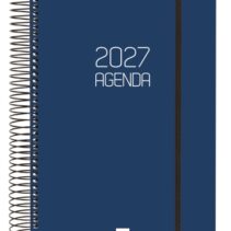 Finocam Espiral Basics Opaque Agenda - Anual 2027 - 1 Dia por Pagina - Formato E11 - 165x242mm - Espiral - Tapa de Polipropileno - Esquinas Microperforadas - Papel de 70g/m2 - Color Azul