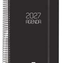 Finocam Espiral Basics Opaque Agenda - Anual 2027 - 1 Dia por Pagina - Formato E11 - 165x242mm - Espiral - Tapa de Polipropileno - Esquinas Microperforadas - Papel de 70g/m2 - Color Negro