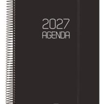 Finocam Espiral Basics Opaque Agenda - Anual 2027 - 1 Dia por Pagina - Formato E40 - 210x297mm - Espiral - Tapa de Polipropileno - Esquinas Microperforadas - Papel de 70g/m2 - Color Negro