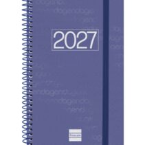 Finocam Espiral Basics Year Agenda - Anual 2027 - Semana Vista Horizontal - Formato E5 - 117x181mm - Espiral - Tapa de Polipropileno - Esquinas Microperforadas - Papel de 80g/m2 - Color Azul
