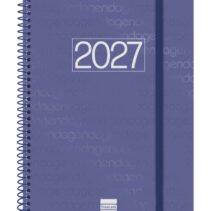 Finocam Espiral Basics Year Agenda - Anual 2027 - Semana Vista Vertical - Formato E10 - 155x212mm - Espiral - Tapa de Polipropileno - Esquinas Microperforadas - Papel de 80g/m2 - Color Azul