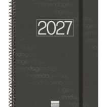 Finocam Espiral Basics Year Agenda - Anual 2027 - Semana Vista Vertical - Formato E10 - 155x212mm - Espiral - Tapa de Polipropileno - Esquinas Microperforadas - Papel de 80g/m2 - Color Negro