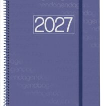 Finocam Espiral Basics Year Agenda - Anual 2027 - Semana Vista Vertical - Formato E40 - 210x297mm - Espiral - Tapa de Polipropileno - Esquinas Microperforadas - Papel de 80g/m2 - Color Azul