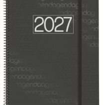 Finocam Espiral Basics Year Agenda - Anual 2027 - Semana Vista Vertical - Formato E40 - 210x297mm - Espiral - Tapa de Polipropileno - Esquinas Microperforadas - Papel de 80g/m2 - Color Negro