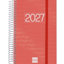 Finocam Espiral Basics Year Agenda - Anual 2027 - 1 Dia por Pagina - Formato E5 - 117x181mm - Espiral - Tapa de Polipropileno - Esquinas Microperforadas - Papel de 70g/m2 - Color Rojo