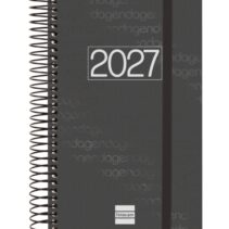 Finocam Espiral Basics Year Agenda - Anual 2027 - 1 Dia por Pagina - Formato E5 - 117x181mm - Espiral - Tapa de Polipropileno - Esquinas Microperforadas - Papel de 70g/m2 - Color Negro