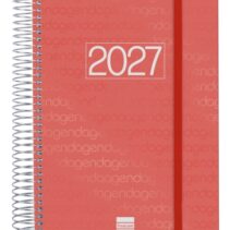 Finocam Espiral Basics Year Agenda - Anual 2027 - 1 Dia por Pagina - Formato E10 - 155x212mm - Espiral - Tapa de Polipropileno - Esquinas Microperforadas - Papel de 70g/m2 - Color Rojo