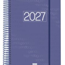 Finocam Espiral Basics Year Agenda - Anual 2027 - 1 Dia por Pagina - Formato E11 - 165x242mm - Espiral - Tapa de Polipropileno - Esquinas Microperforadas - Papel de 70g/m2 - Color Azul