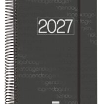 Finocam Espiral Basics Year Agenda - Anual 2027 - 1 Dia por Pagina - Formato E11 - 165x242mm - Espiral - Tapa de Polipropileno - Esquinas Microperforadas - Papel de 70g/m2 - Color Negro