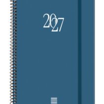 Finocam Espiral Basics My Agenda - Anual 2027 - Semana Vista Horizontal - Formato E10 - 155x212mm - Espiral - Tapa Dura de Carton Forrado - Esquinas Microperforadas - Papel de 80g/m2 - Color Azul