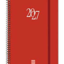Finocam Espiral Basics My Agenda - Anual 2027 - Semana Vista Horizontal - Formato E10 - 155x212mm - Espiral - Tapa Dura de Carton Forrado - Esquinas Microperforadas - Papel de 80g/m2 - Color Rojo