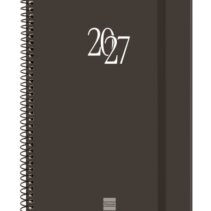 Finocam Espiral Basics My Agenda en Catalan - Anual 2027 - Semana Vista Horizontal - 155x212mm - Goma Elastica - Tapa Dura de Carton Forrado - Esquinas Microperforadas - Papel de 80g/m2 - Color Negro