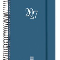 Finocam Espiral Basics My Agenda - Anual 2027 - 1 Dia por Pagina - Formato E10 - 155x212mm - Espiral - Tapa Dura de Carton Forrado - Esquinas Microperforadas - Papel de 70g/m2 - Color Azul