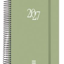 Finocam Espiral Basics My Agenda - Anual 2027 - 1 Dia por Pagina - Formato E10 - 155x212mm - Espiral - Tapa Dura de Carton Forrado - Esquinas Microperforadas - Papel de 70g/m2 - Color Verde