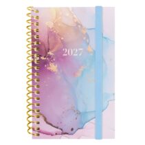 Finocam Trendy Design Collection Goldy Agenda - Anual 2027 - Semana Vista Horizontal - Formato E3 - 79x127mm - Espiral - Tapa de Polipropileno - Esquinas Microperforadas - Papel de 80g/m2 - Multicolor