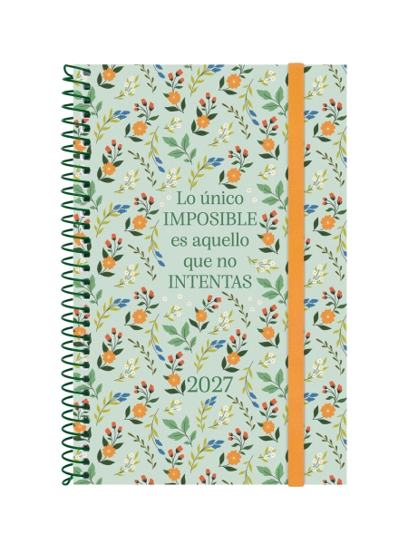 Finocam Trendy Design Collection Imposible Agenda - Anual 2027 - Semana Vista Horizontal - Formato E5 - 117x181mm - Espiral - Tapa de Polipropileno - Esquinas Microperforadas - Papel de 80g/m2 - Multicolor
