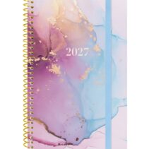 Finocam Trendy Design Collection Goldy Agenda - Anual 2027 - Semana Vista Horizontal - Formato E5 - 117x181mm - Espiral - Tapa de Polipropileno - Esquinas Microperforadas - Papel de 80g/m2 - Multicolor
