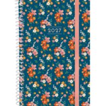 Finocam Trendy Design Collection Flora Agenda - Anual 2027 - Semana Vista Horizontal - Formato E5 - 117x181mm - Espiral - Tapa de Polipropileno - Esquinas Microperforadas - Papel de 80g/m2 - Multicolor