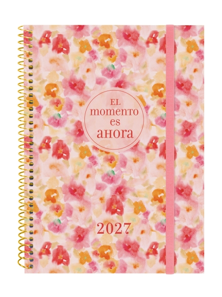Finocam Trendy Design Collection Ahora Agenda - Anual 2027 - Semana Vista Horizontal - Formato E10 - 155x212mm - Espiral - Tapa de Polipropileno - Esquinas Microperforadas - Papel de 80g/m2 - Multicolor