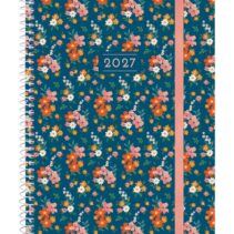 Finocam Trendy Design Collection Flora Agenda - Anual 2027 - Semana Vista Horizontal - Formato E10 - 155x212mm - Espiral - Tapa de Polipropileno - Esquinas Microperforadas - Papel de 80g/m2 - Multicolor