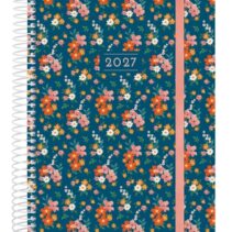 Finocam Trendy Design Collection Flora Agenda - Anual 2027 - 1 Dia por Pagina - Formato E10 - 155x212mm - Espiral - Tapa de Polipropileno - Esquinas Microperforadas - Papel de 70g/m2 - Multicolor