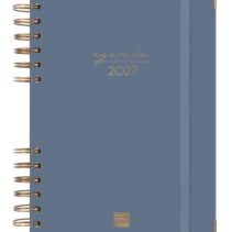 Finocam Espiral Trendy Alma Agenda - Anual 2027 - 1 Dia por Pagina - Formato E10 - 155x212mm - Espiral - Tapa Dura de Carton Forrado - Esquinas Microperforadas - Papel de 70g/m2 - Color Azul