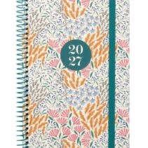 Finocam Moda Espiga Agenda Internacional - Anual 2027 - Semana Vista Vertical - 140x204mm - Goma Elastica - Tapa Dura de Carton Forrado - Esquinas Microperforadas - Papel de 80g/m2 - Multicolor