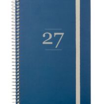 Finocam Moda Agenda Internacional - Anual 2027 - Semana Vista Vertical - 140x204mm - Goma Elastica - Tapa Dura de Carton Forrado - Esquinas Microperforadas - Papel de 80g/m2 - Color Azul
