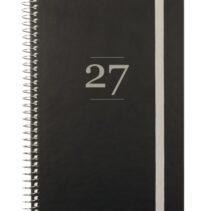 Finocam Moda Agenda Internacional - Anual 2027 - Semana Vista Vertical - 140x204mm - Goma Elastica - Tapa Dura de Carton Forrado - Esquinas Microperforadas - Papel de 80g/m2 - Color Negro