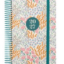 Finocam Moda Espiga Agenda Internacional - Anual 2027 - 1 Dia por Pagina - 140x204mm - Goma Elastica - Tapa Dura de Carton Forrado - Esquinas Microperforadas - Papel de 80g/m2 - Multicolor