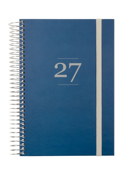 Finocam Moda Agenda Internacional - Anual 2027 - 1 Dia por Pagina - 140x204mm - Goma Elastica - Tapa Dura de Carton Forrado - Esquinas Microperforadas - Papel de 80g/m2 - Color Azul