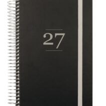 Finocam Moda Agenda Internacional - Anual 2027 - 1 Dia por Pagina - 140x204mm - Goma Elastica - Tapa Dura de Carton Forrado - Esquinas Microperforadas - Papel de 80g/m2 - Color Negro