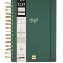 Finocam Haiku Agenda - Anual 2027 - 1 Dia por Pagina - Formato E10 - 155x212mm - Espiral Doble - Tapa Dura de Tacto Suave - Goma Elastica - Papel de 95g/m2 - Color Verde
