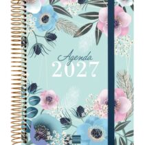 Finocam Cloe Agenda - Anual 2027 - 1 Dia por Pagina - Formato E10 - 155x212mm - Espiral - Tapa Dura de Carton Forrado - Esquinas Microperforadas - Papel de 80g/m2 - Color Azul
