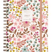 Finocam Moniquilla Agenda - Anual 2027 - Semana Vista Horizontal - Formato E10 - 155x212mm - Espiral Doble - Tapa Dura de Carton Forrado - Esquinas Microperforadas - Papel de 80g/m2 - Color Rosa