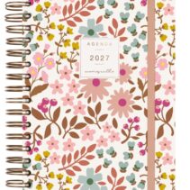 Finocam Moniquilla Agenda - Anual 2027 - 1 Dia por Pagina - Formato E10 - 155x212mm - Espiral Doble - Tapa Dura de Carton Forrado - Esquinas Microperforadas - Papel de 80g/m2 - Color Rosa