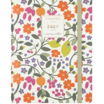 Finocam Moniquilla Agenda Profesional - Anual 2027 - Semana Vista Horizontal - Formato A5 - 148x210mm - Goma Elastica - Tapa Blanda de PU - Esquinas Microperforadas - Papel de 80g/m2 - Color Verde