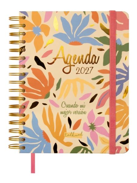 Finocam Talkual Version Agenda - Anual 2027 - 1 Dia por Pagina - 155x217mm - Espiral Doble - Tapa Dura - Goma Elastica - Papel de 80g/m2 - Cinta Punto - Notas Adhesivas Surtidas - Multicolor