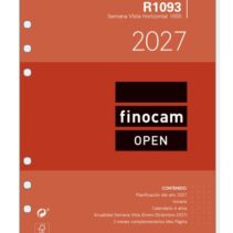 Finocam R1093 Recambio para Agenda Open - Anual 2027 - Semana Vista Horizontal - Formato 1000 - 155x215mm - 6 Taladros - Papel de 80g/m2 - Color Blanco