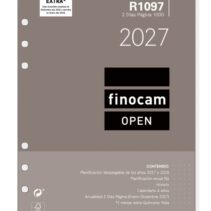 Finocam R1097 Recambio para Agenda Open - Anual 2027 - 2 Dias por Pagina - Formato 1000 - 155x215mm - 6 Taladros - Papel de 80g/m2 - Color Blanco