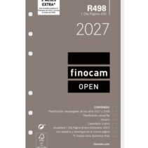 Finocam R498 Recambio para Agenda Open - Anual 2027 - 1 Dia por Pagina - Formato 400 - 91x152mm - 6 Taladros - Papel de 70g/m2 - Color Blanco